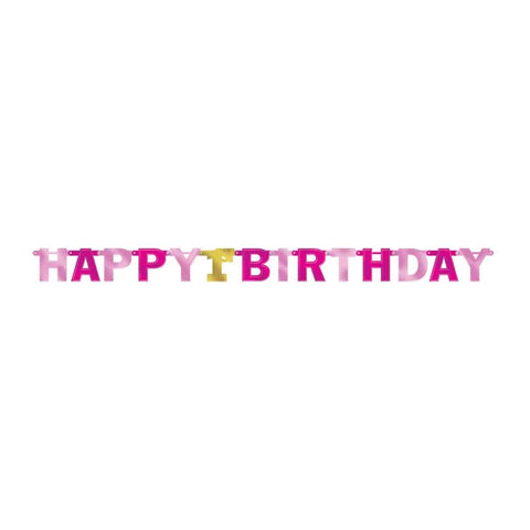 1st Birthday Girl "Happy Birthday" Letter Banner Foil